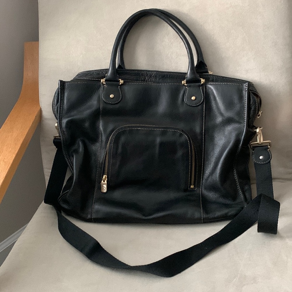 Black leather briefcase/tote